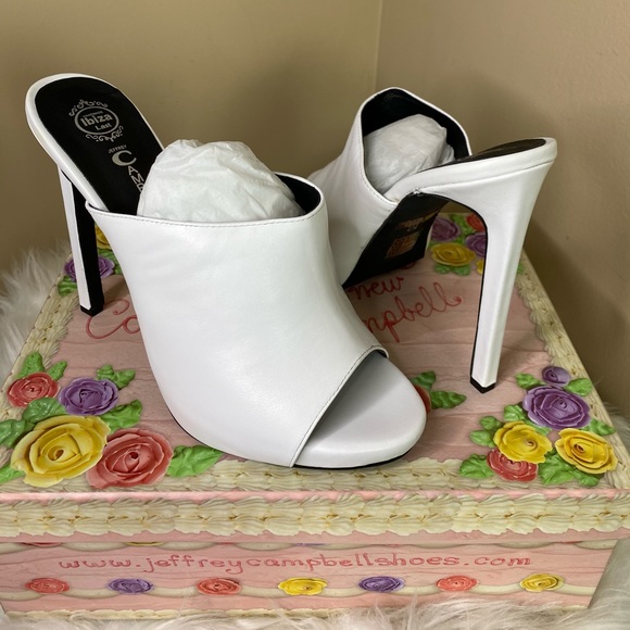 Jeffrey Campbell White Leather Mule Heels - Picture 10 of 12